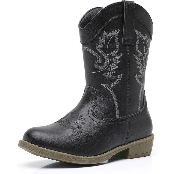 Blikcon Girls Glitter Cowgirl Boots Western Mid-Calf Riding Shoes (All Kids) - Picture 1 of 7